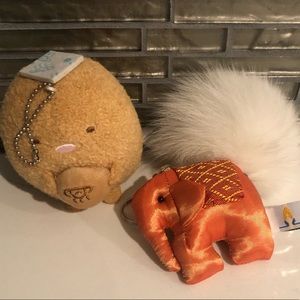 🆕 Thailand Elephant, Cute Duck Key Chains and Soft Fur Ball Bundle.